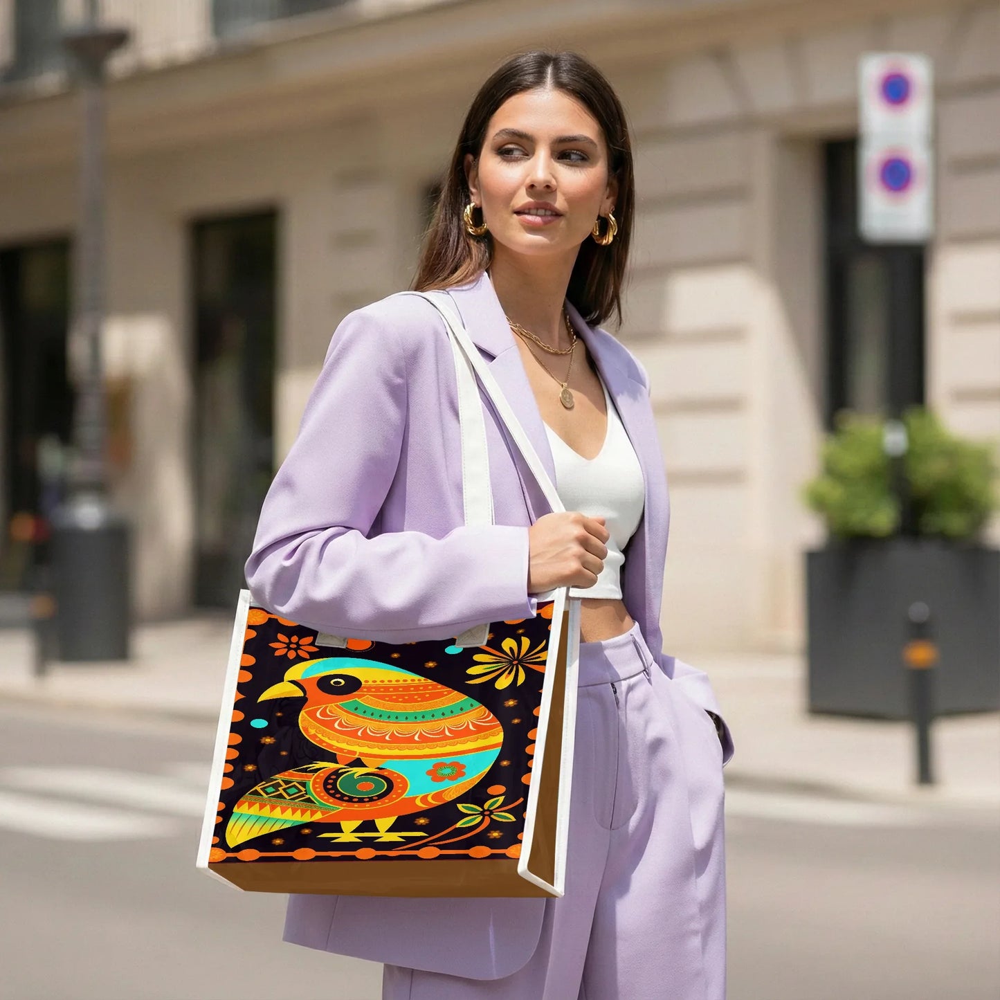 Large Holographic Tote Bag - Spacious PVC Shoulder Bag - TeeVoke