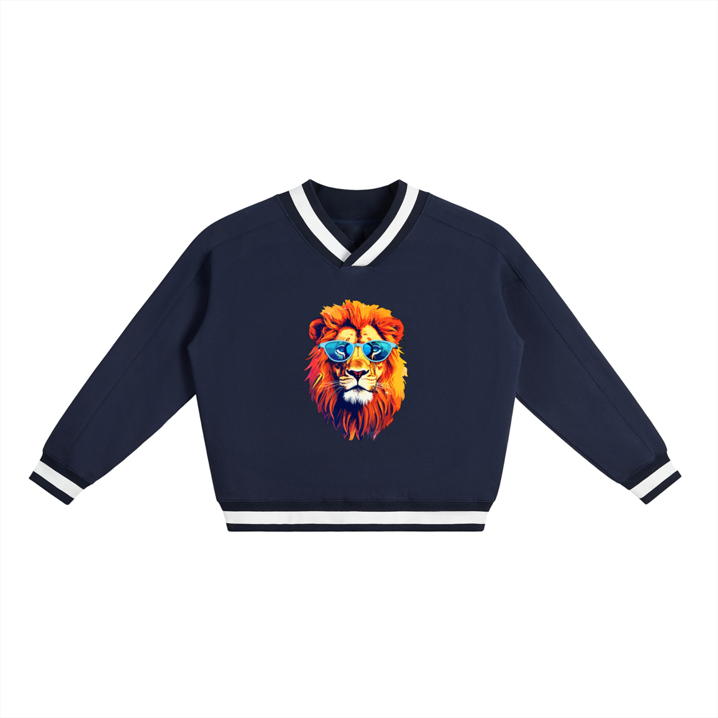 Women's Boxy V-Neck Sweatshirt with Contrast Collar for Stylish Comfort