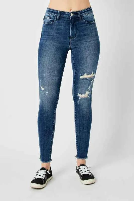 Judy Blue Full Size  High Waist Distressed Skinny Jeans