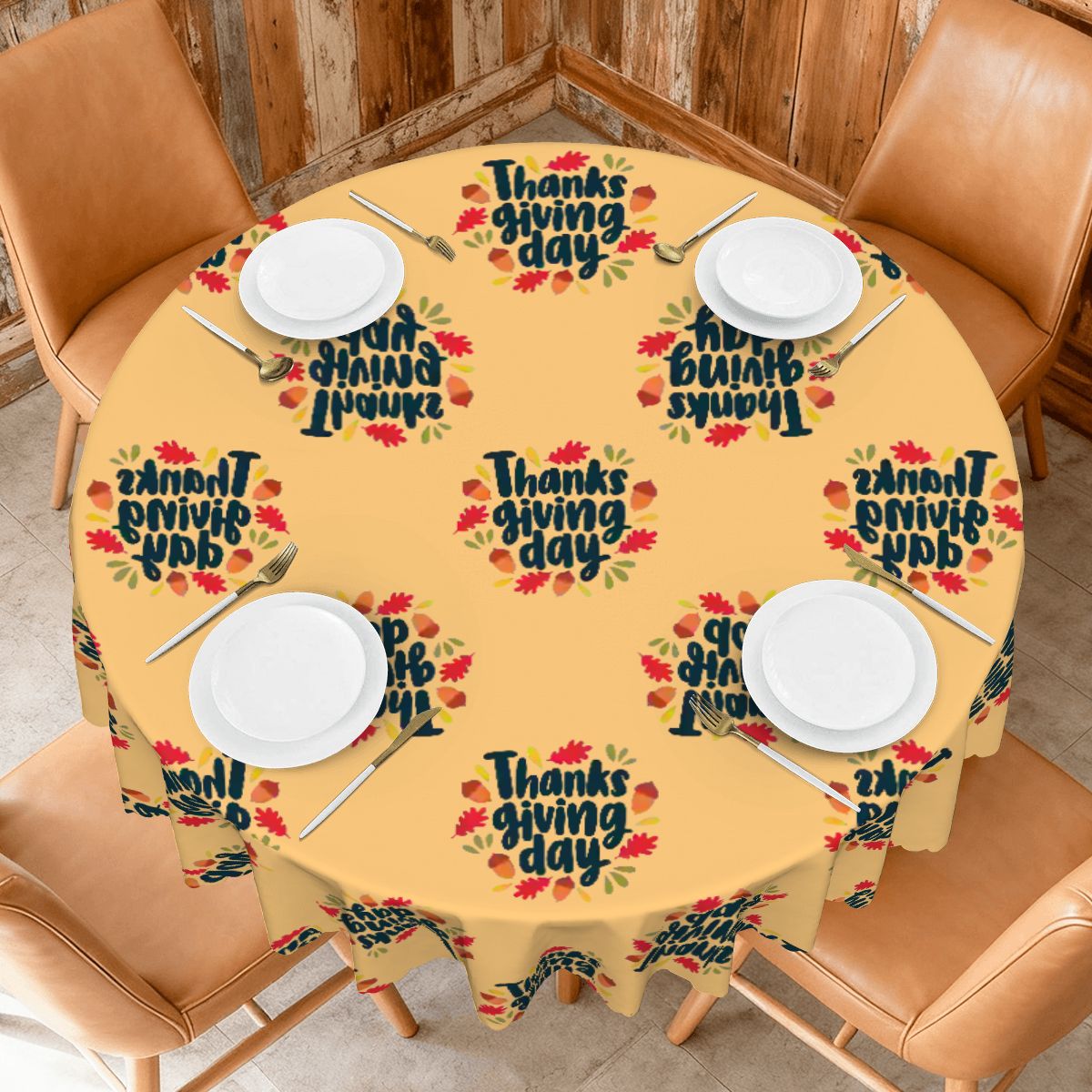 60 Inch Round Tablecloth with Wavy Edge