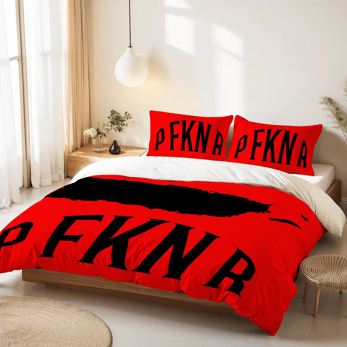 Queen Duvet Cover Set Puerto Rico Bedding Set Trendy Holiday Gift Red and Black