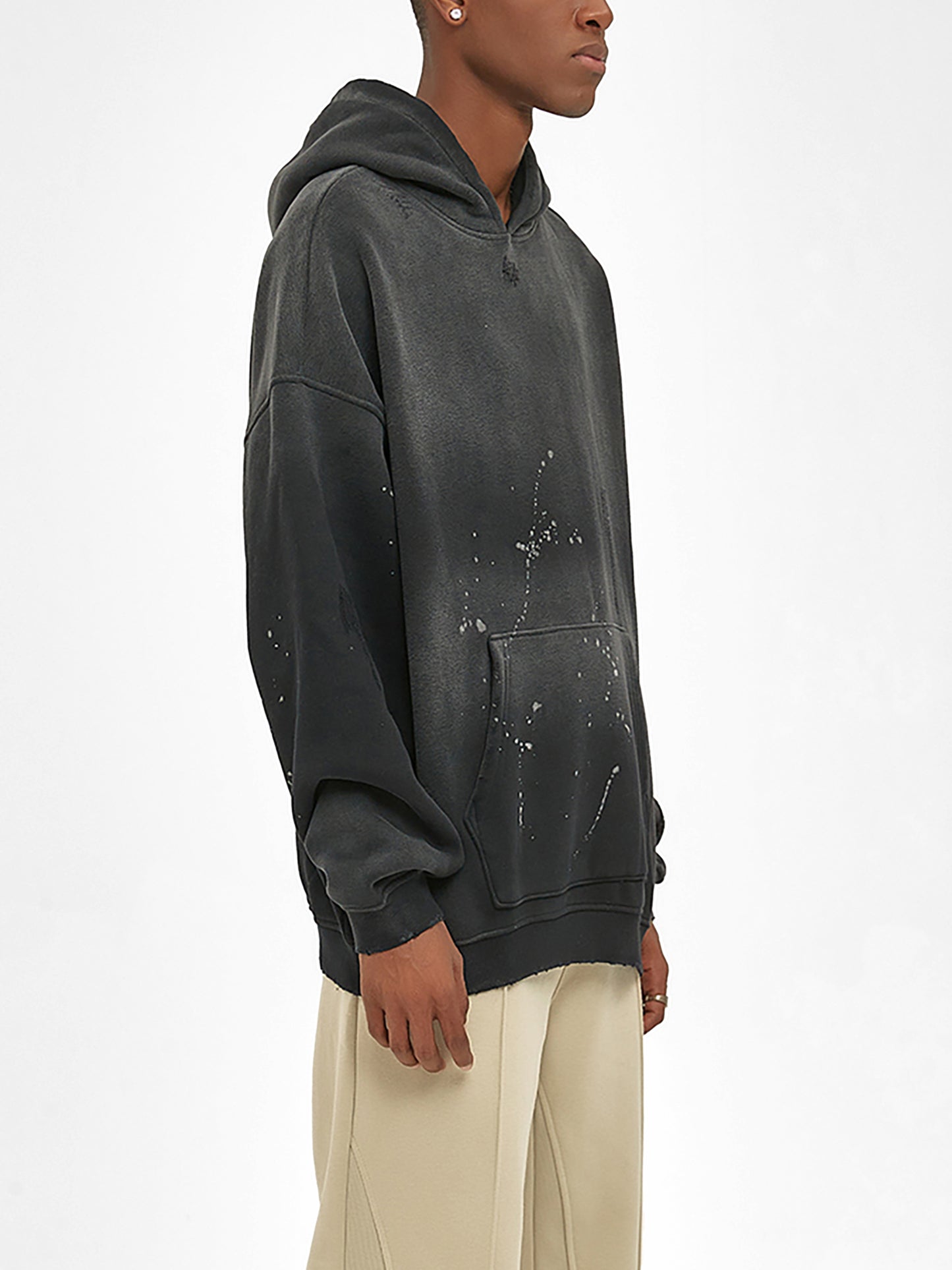 Men's Vintage Washed Frayed Fleece Hoodie