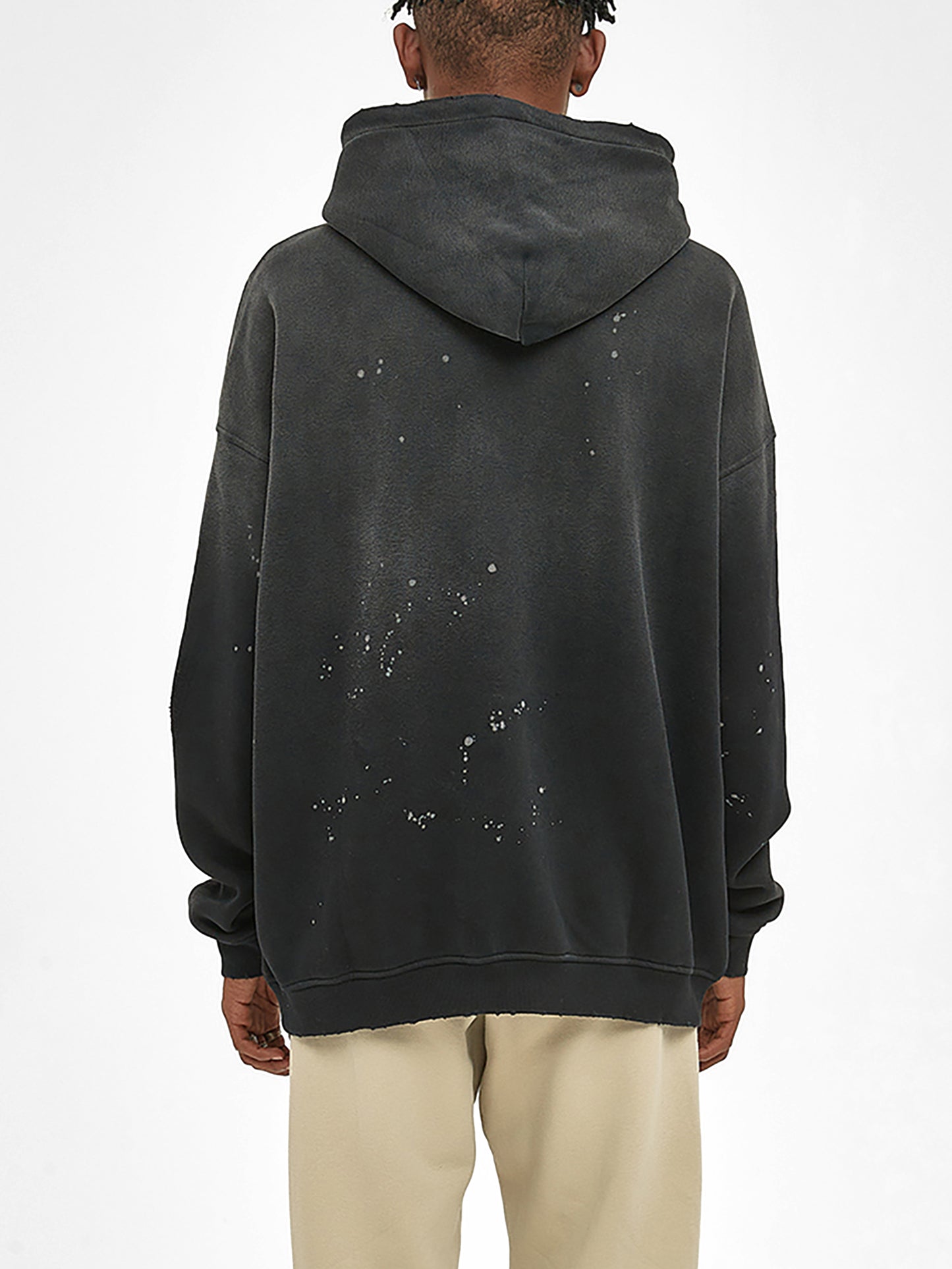 Men's Vintage Washed Frayed Fleece Hoodie