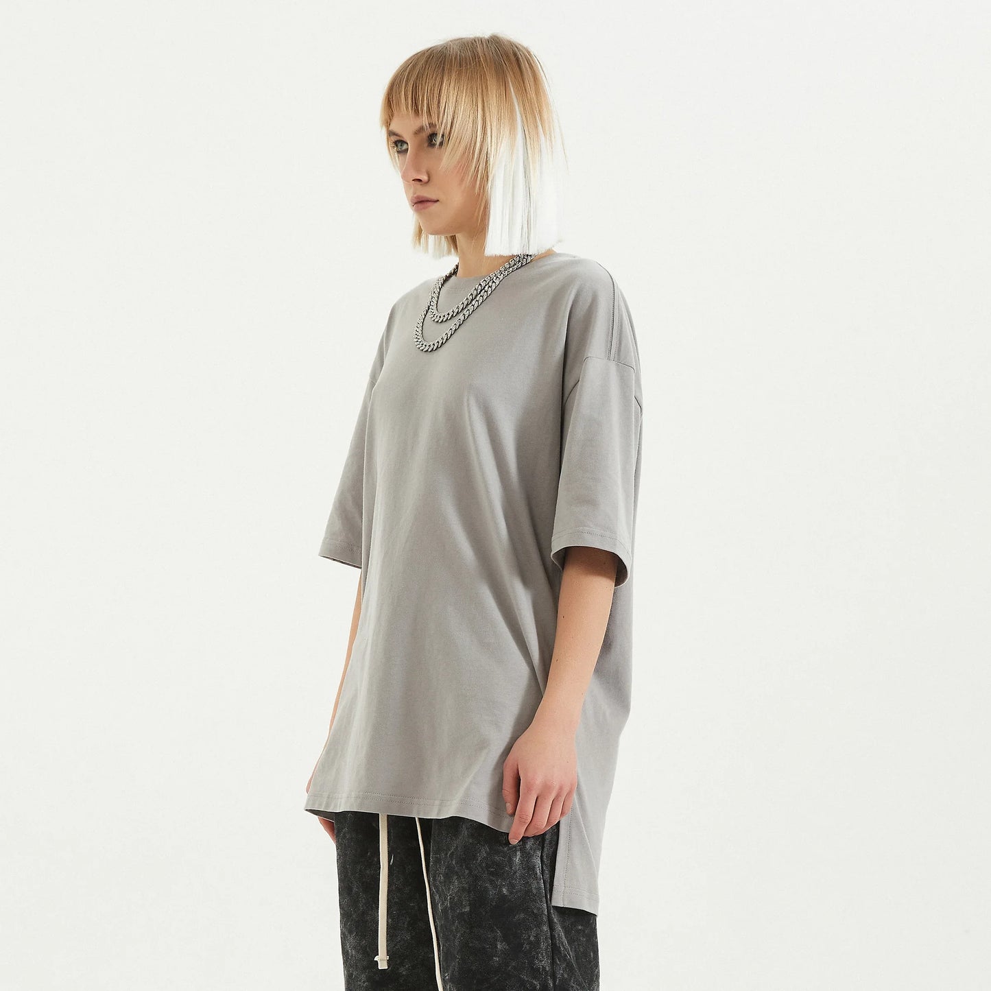 Women's Drop Shoulder Tee - Oversized High-Low Hem Cotton Shirt - TeeVoke