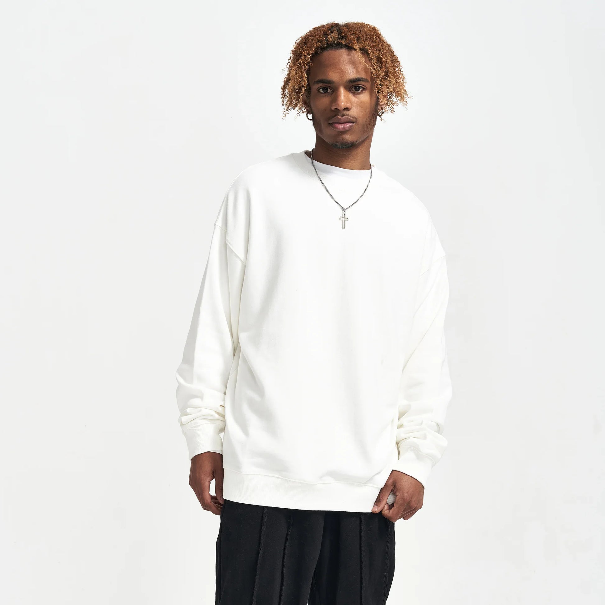 Men's Heavyweight Oversized Sweatshirt - Classic Cotton Crewneck - TeeVoke