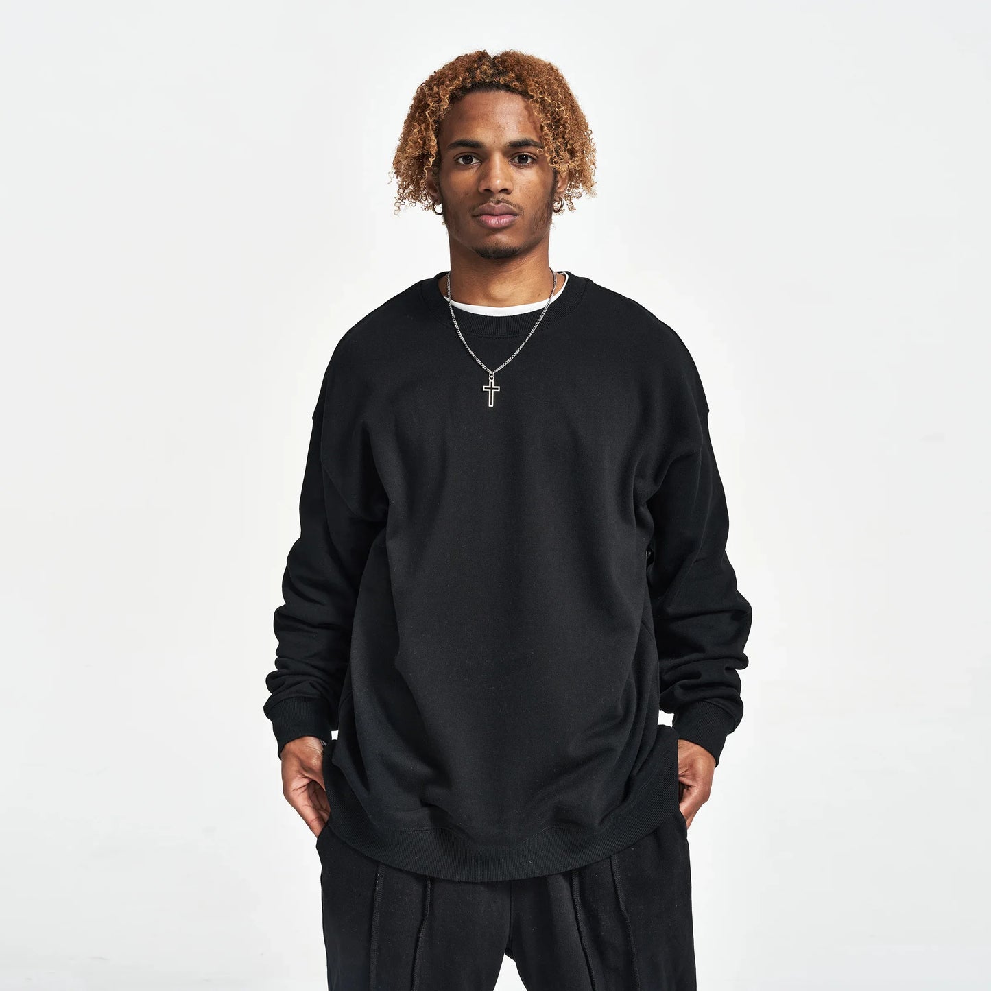 Men's Heavyweight Oversized Sweatshirt - Premium Cotton Crew Neck - TeeVoke