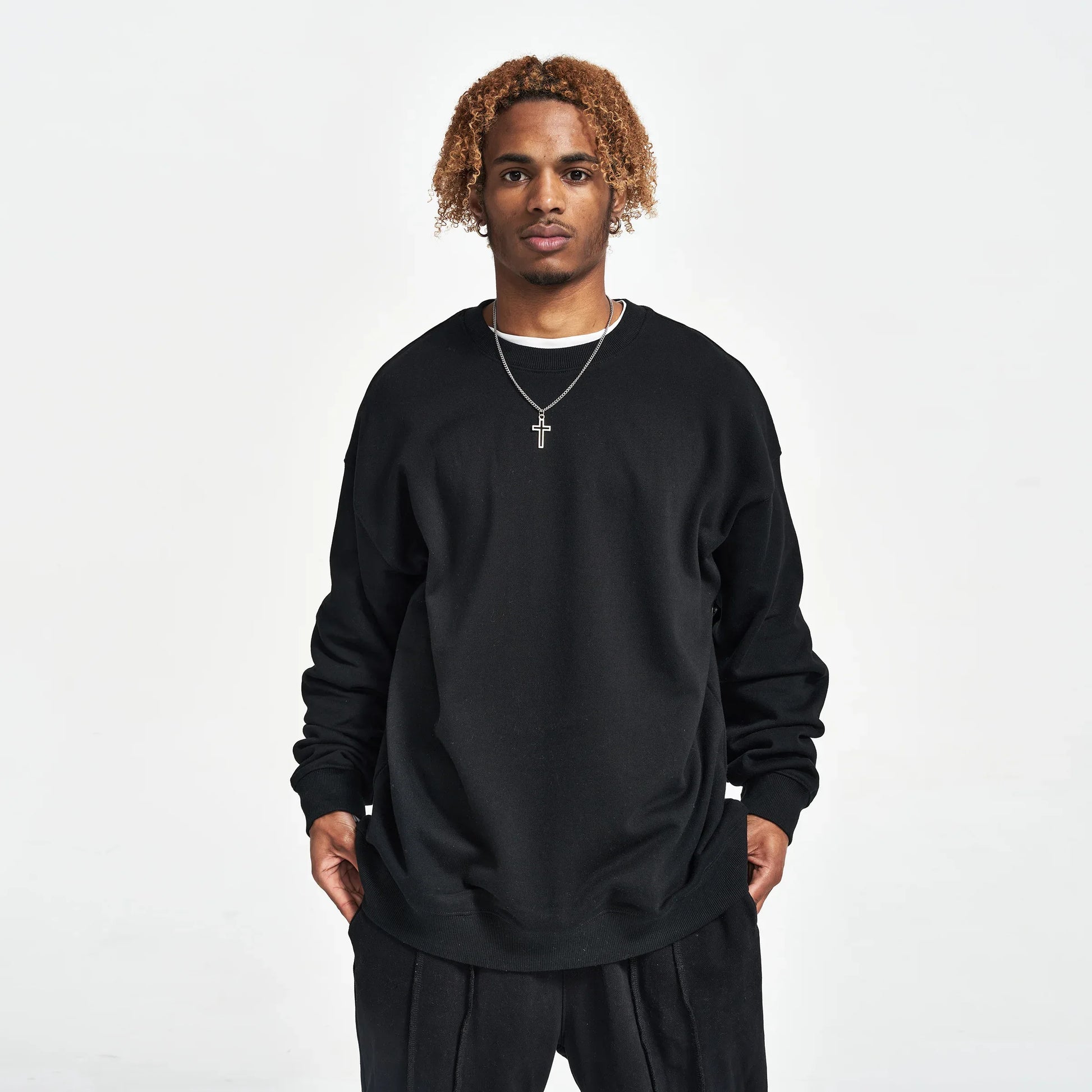 Men's Heavyweight Oversized Sweatshirt - Premium Cotton Crew Neck - TeeVoke