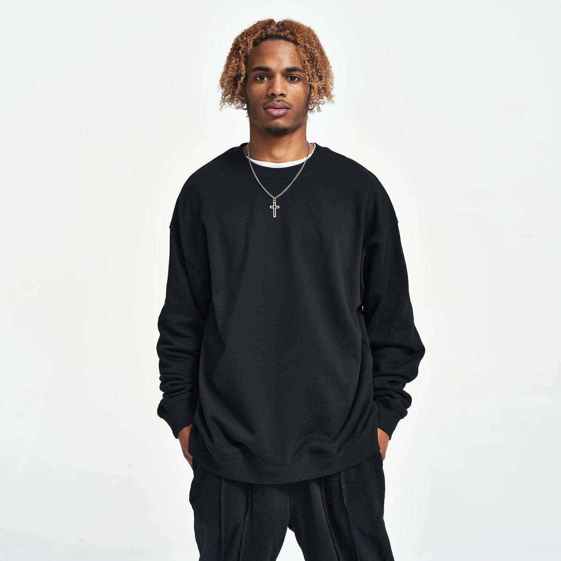 Men's Heavyweight Oversized Sweatshirt - Premium Cotton Crew Neck - TeeVoke