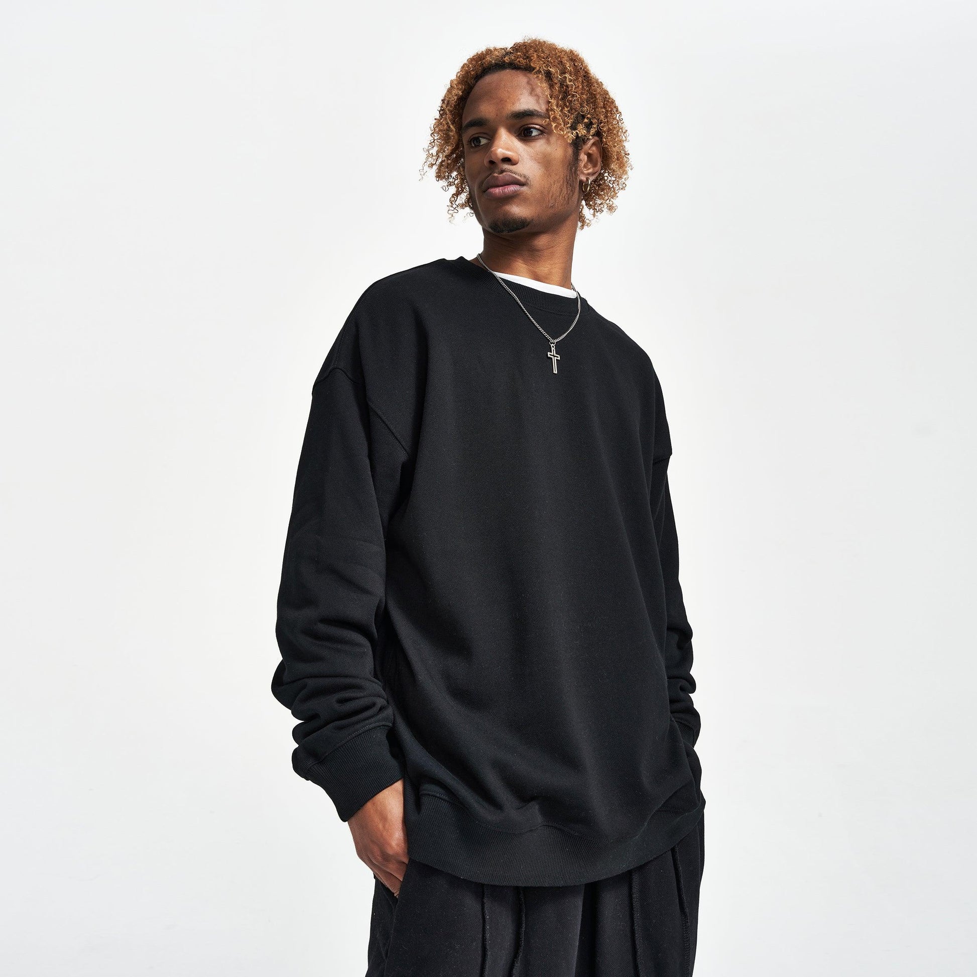 Men's Heavyweight Oversized Sweatshirt - Comfortable Cotton Crewneck - TeeVoke