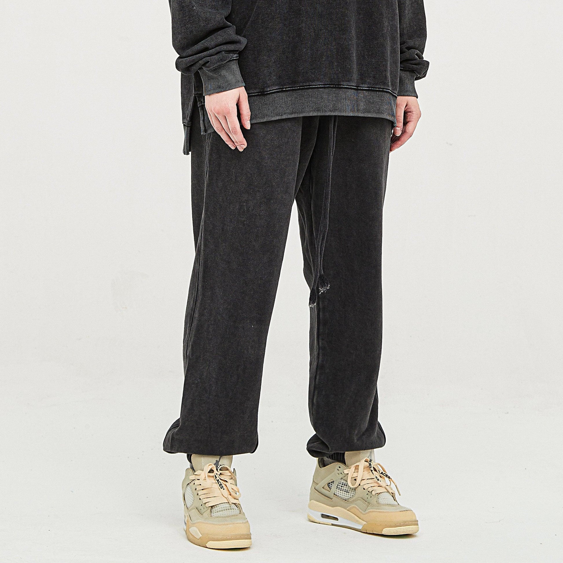 Super Heavyweight Washed Baggy Sweatpants - Vintage Cotton Joggers - TeeVoke