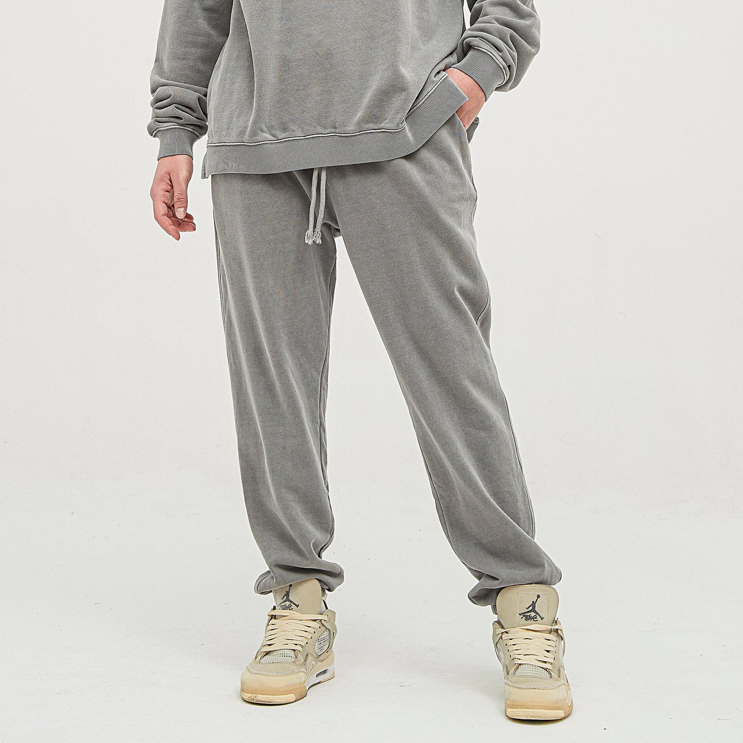 Men's Super Heavyweight Washed Baggy Sweatpants - Vintage Cotton Pants - TeeVoke