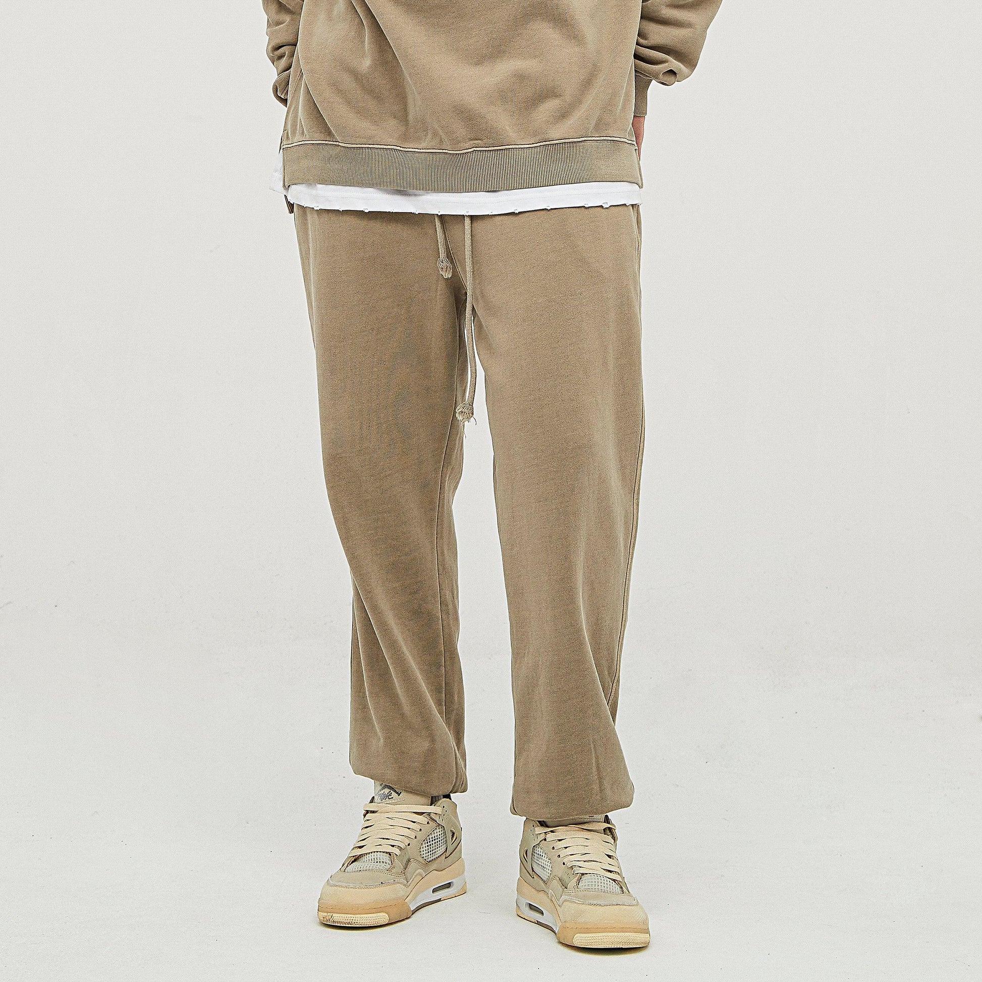 Men's Super Heavyweight Washed Baggy Sweatpants - Vintage Cotton Pants - TeeVoke