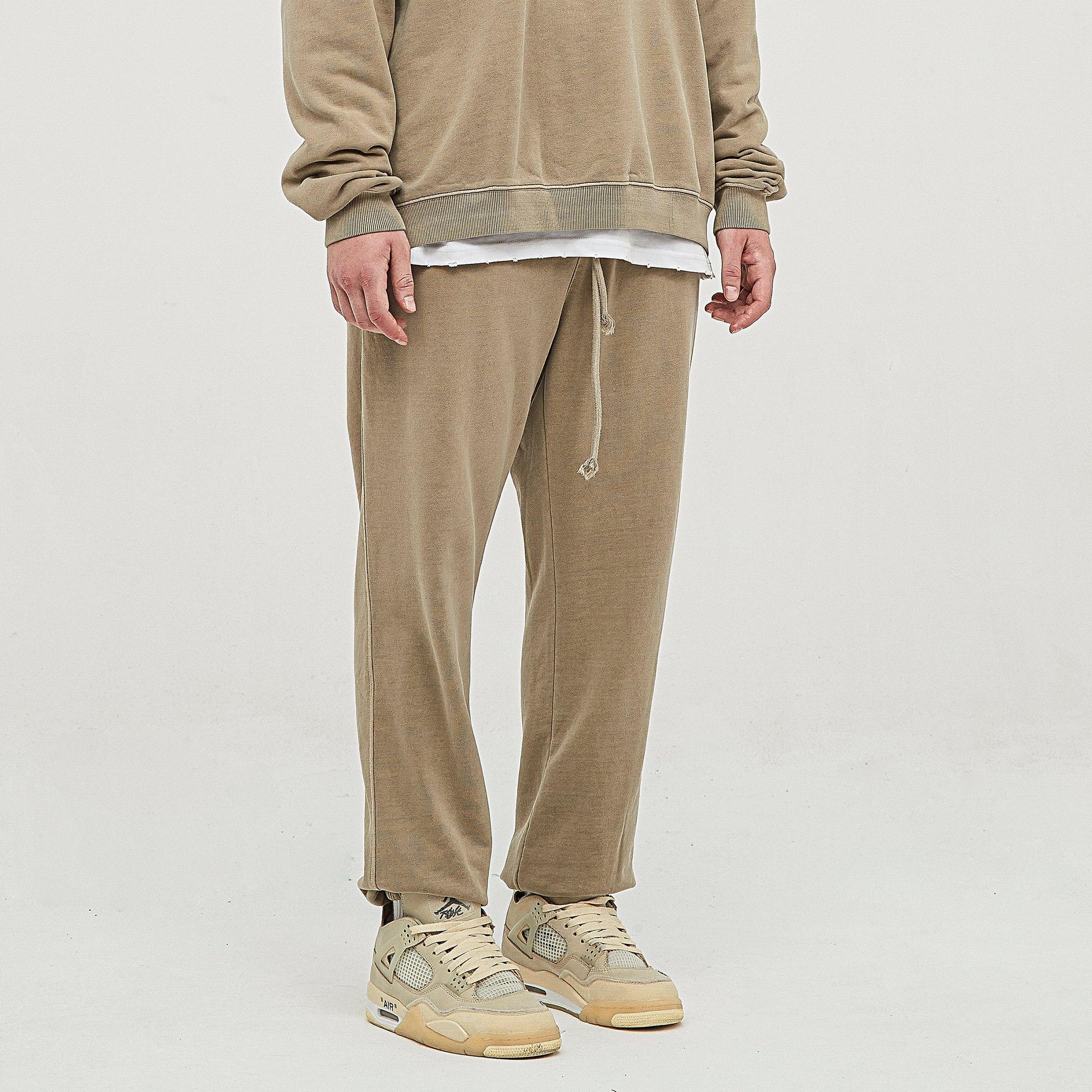 Men's Super Heavyweight Washed Baggy Sweatpants - Vintage Cotton Pants - TeeVoke