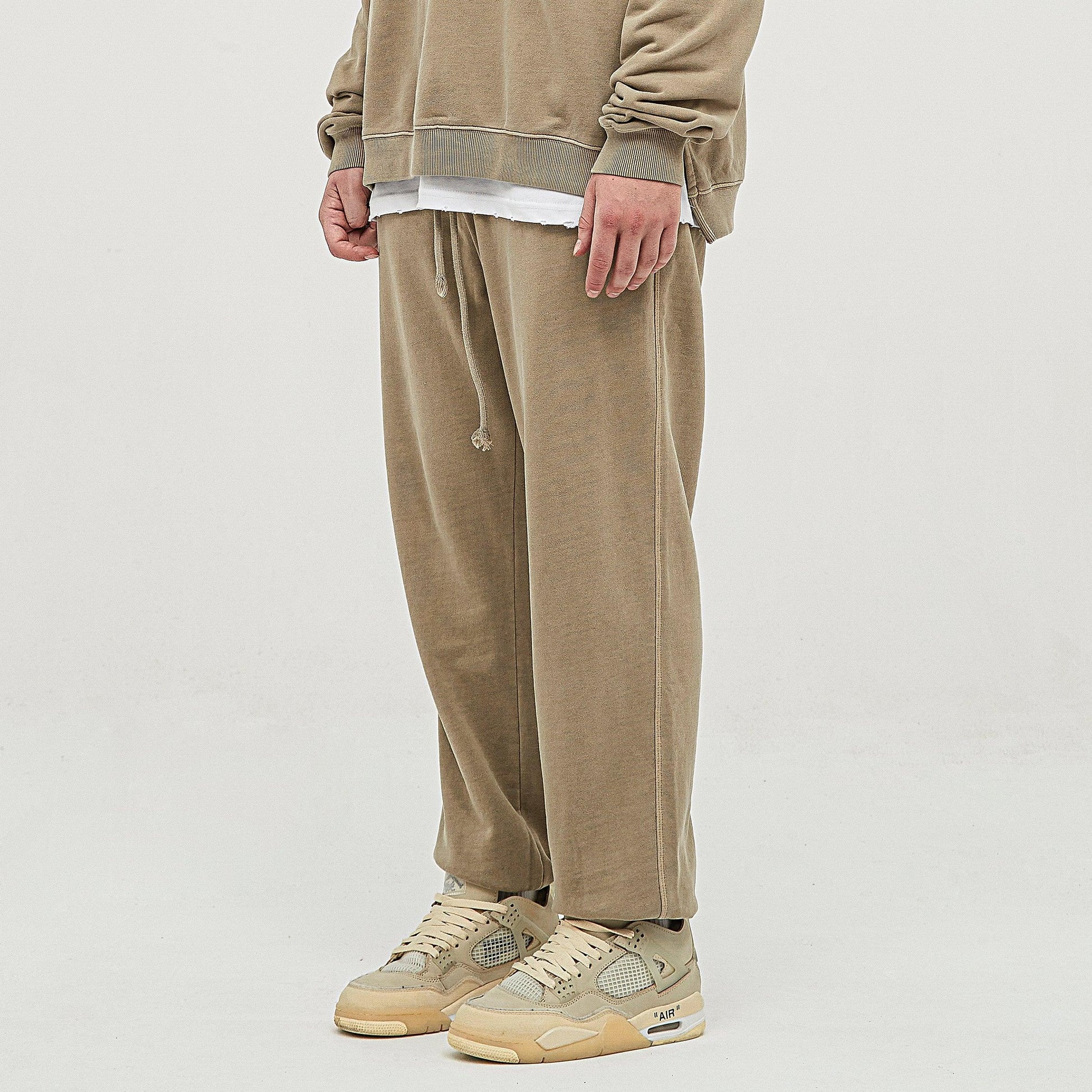 Men's Super Heavyweight Washed Baggy Sweatpants - Vintage Cotton Pants - TeeVoke