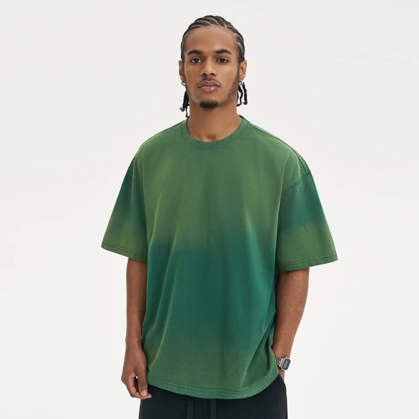 Men's Boxy Snow Wash T-Shirt - Tie-Dye Cotton Crew Neck Tee - TeeVoke