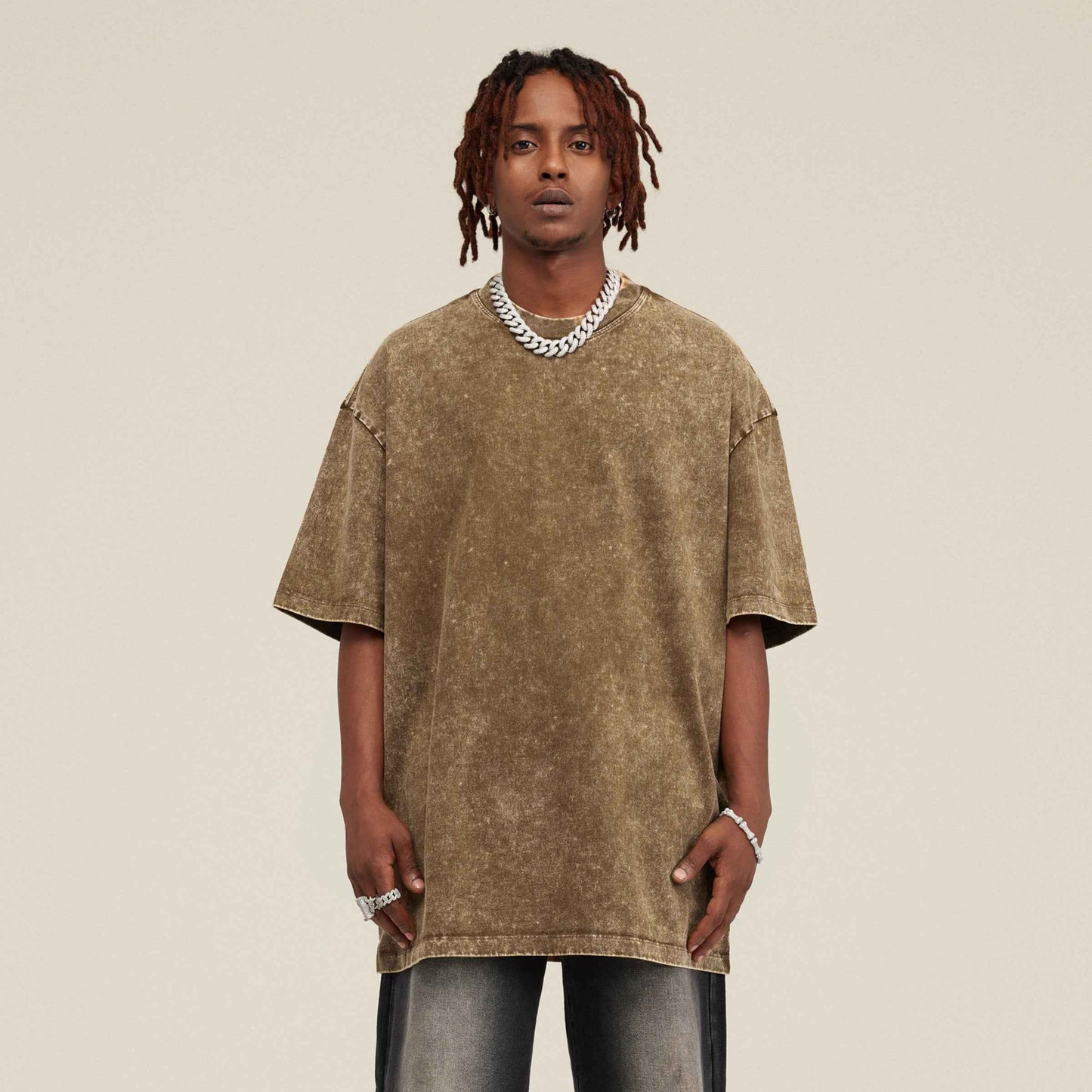 Ganesha Unisex Oversized Snow Wash T-Shirt Trendy Holiday Gift