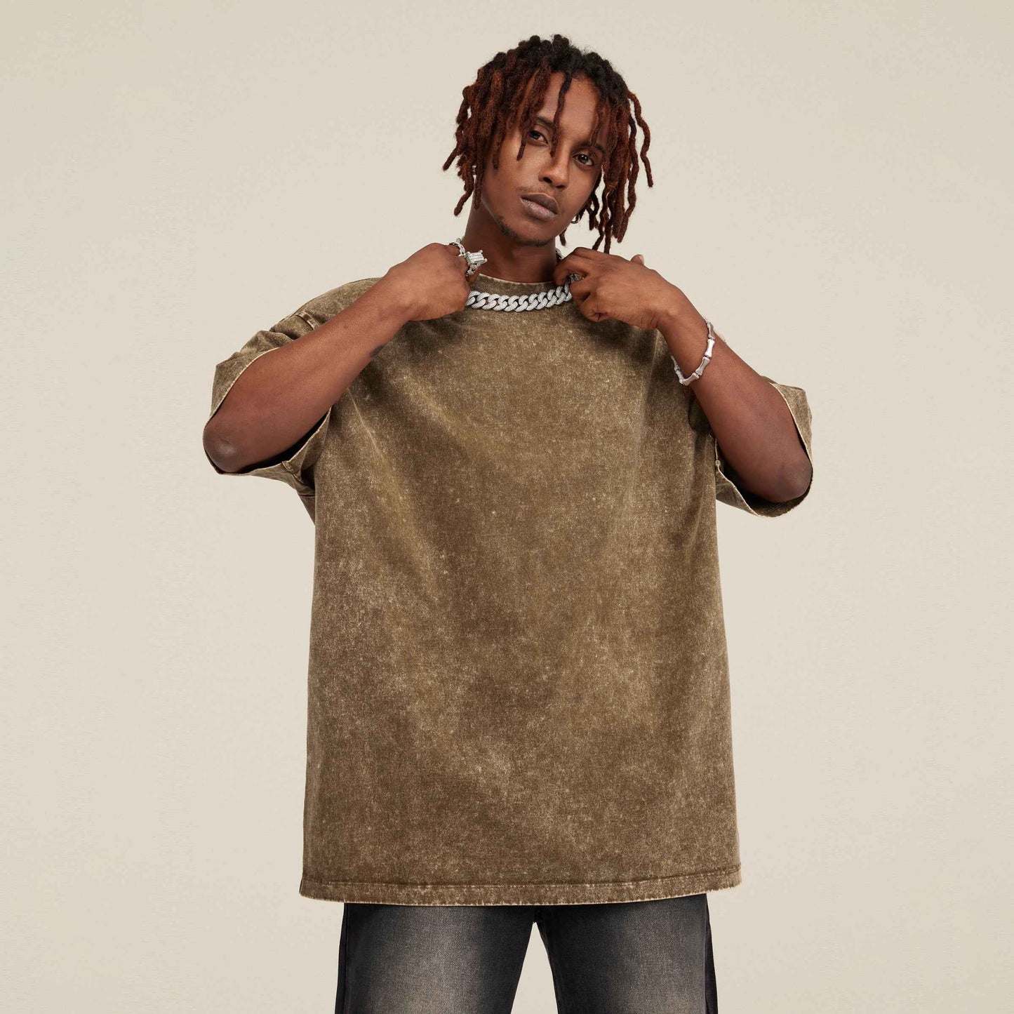 Play The Music Not The Instrument Unisex Oversized Snow Wash T-shirt