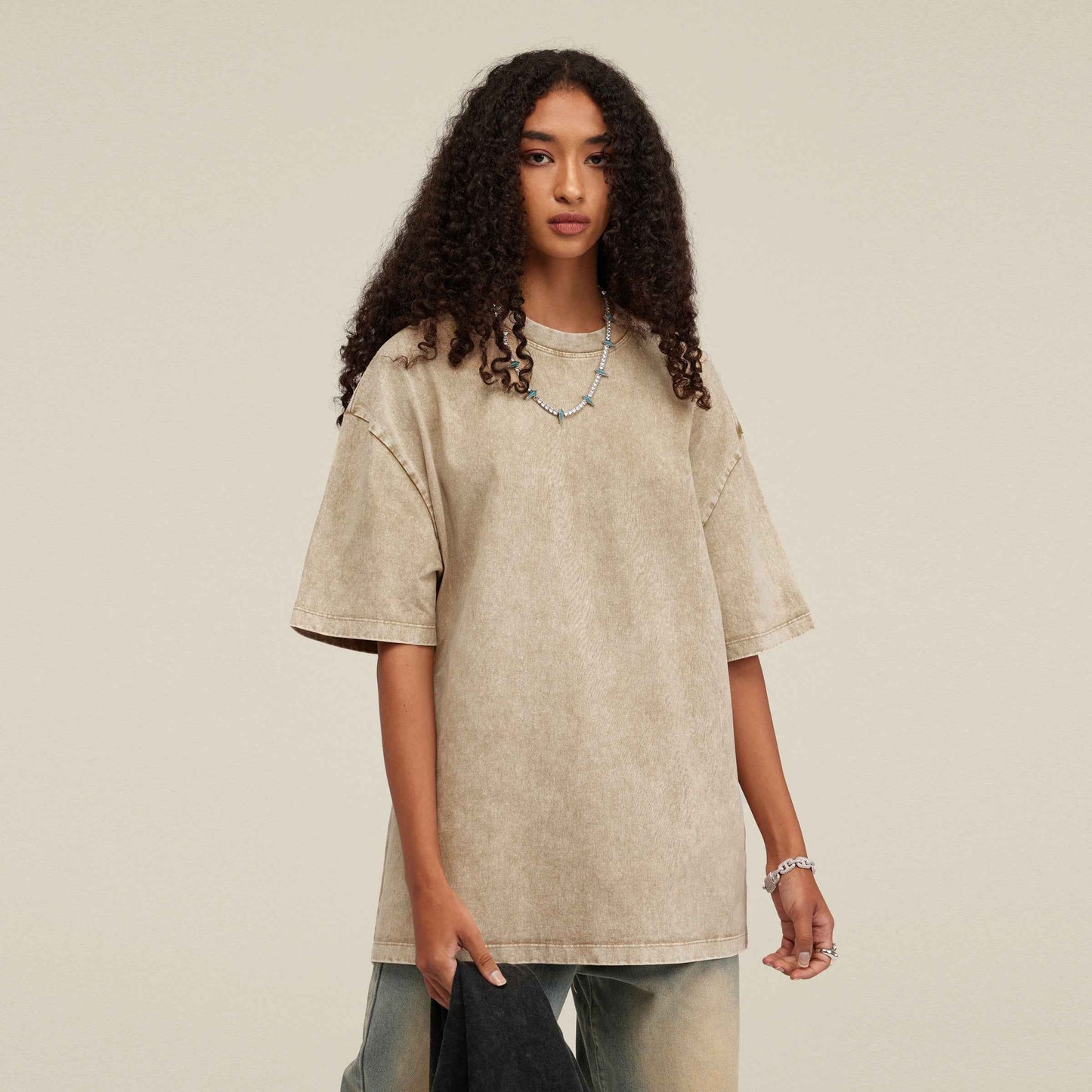 Ganesha Unisex Oversized Snow Wash T-Shirt Trendy Holiday Gift