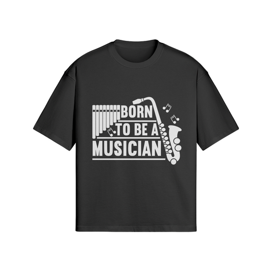 Born To Be A Musician Unisex Oversized Snow Wash T-shirt