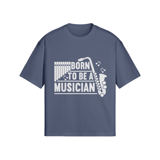 Born To Be A Musician Unisex Oversized Snow Wash T-shirt