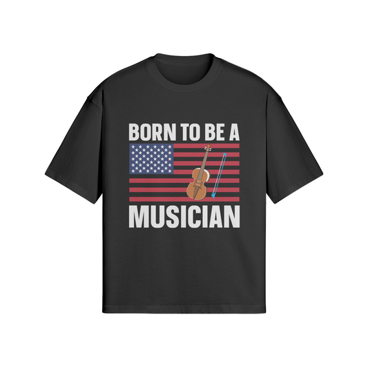 Born To Be A Musician Unisex Oversized Snow Wash T-shirt