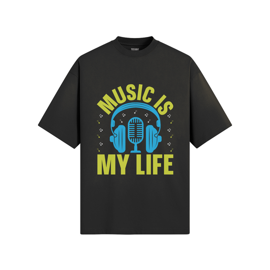 Music Is My Life  Unisex Boxy Sun Faded T-shirt