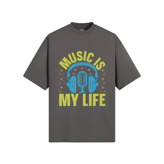 Music Is My Life  Unisex Boxy Sun Faded T-shirt