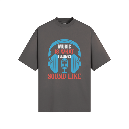 Music Is What Feelings Sound Like Unisex Boxy Sun Faded T-shirt