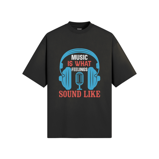 Music Is What Feelings Sound Like Unisex Boxy Sun Faded T-shirt
