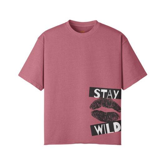 Women's Faded Raw Hem T-shirt Stay Wild