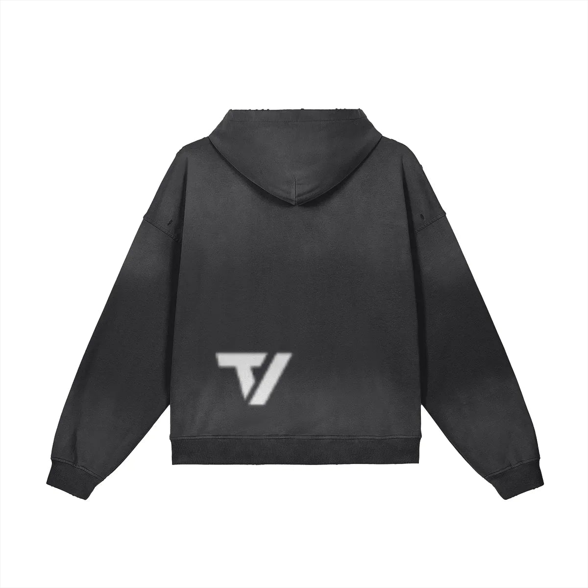 Men's Sun Faded Oversized Hoodie - Distressed Full-Zip Grunge - TeeVoke